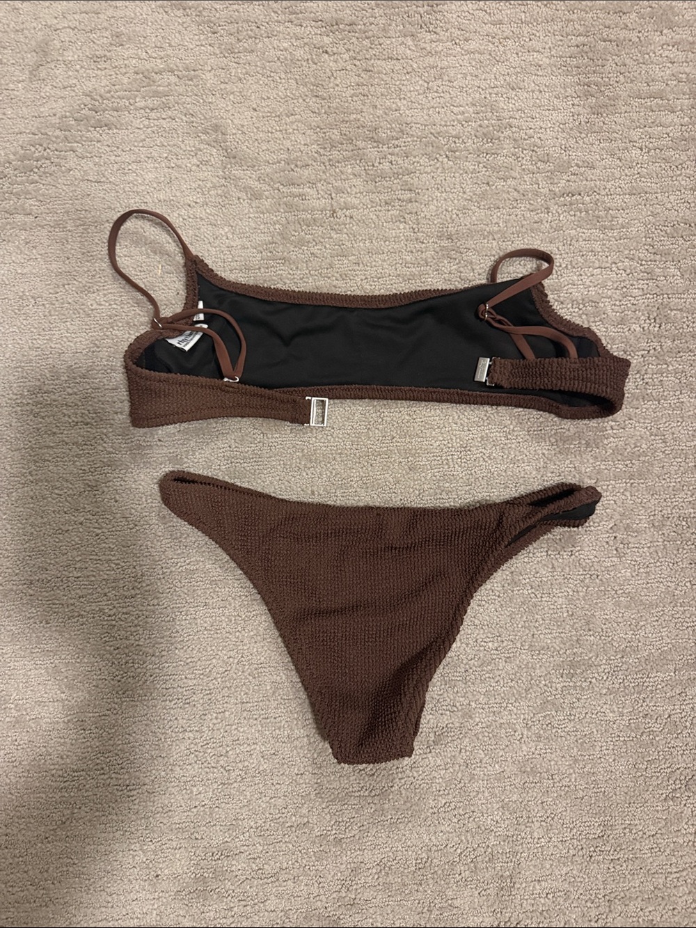 Rhythm. Brown Ribbed Scoop Bikini Set - Picture 2 of 3